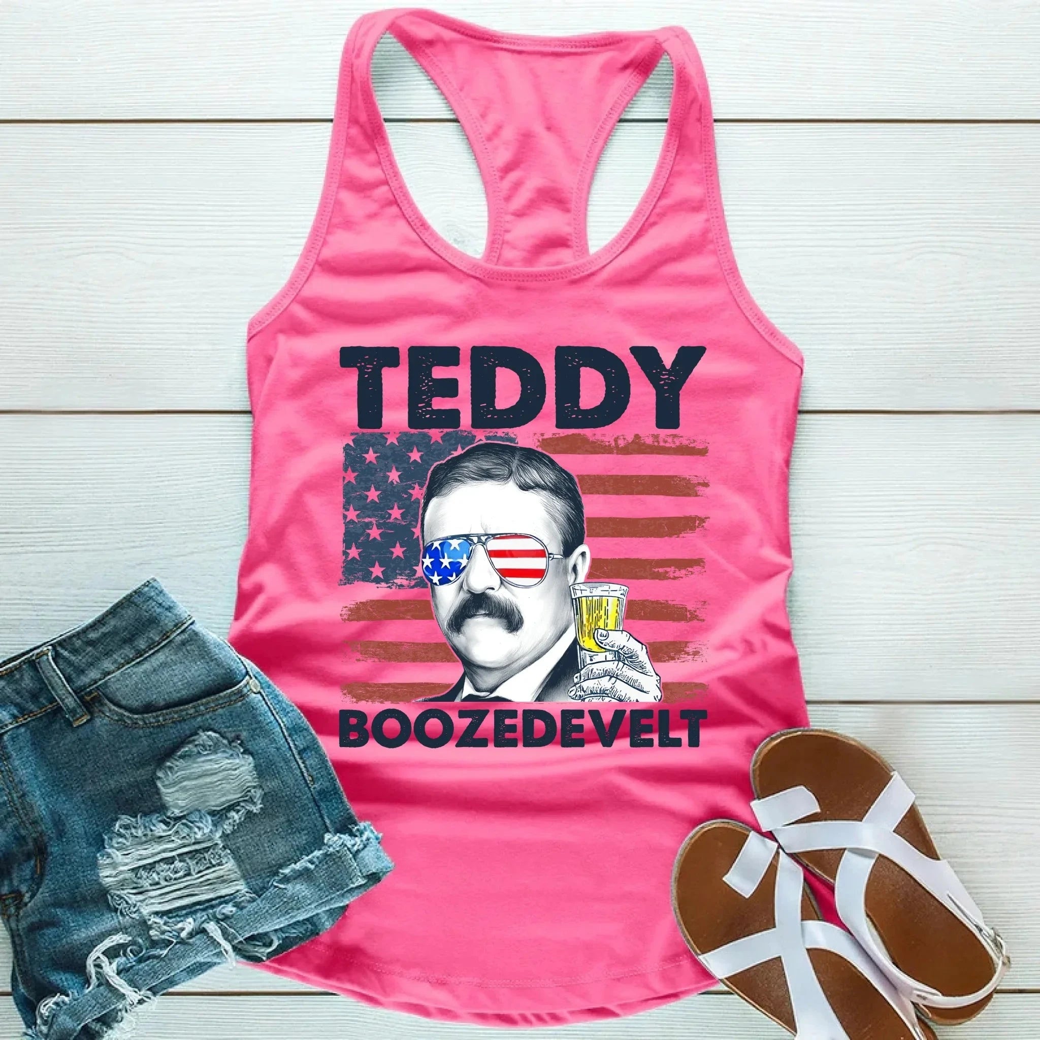 Teddy Boozedevelt Unisex Tank Top – Funny Patriotic Party Tee Adorb.co